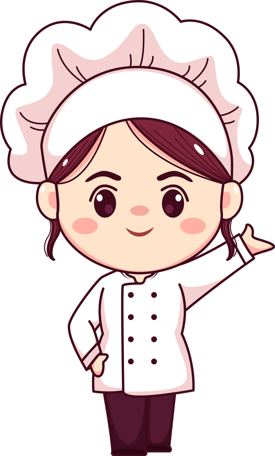cute and kawaii female chef character vector illustration